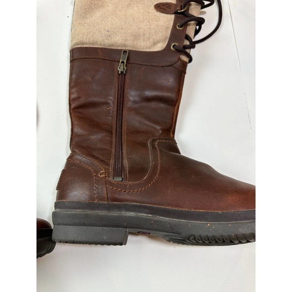 UGG Australia Elsa Brown Chestnut Leather Tall Boots Women's Size 6.5 - Picture 3 of 7